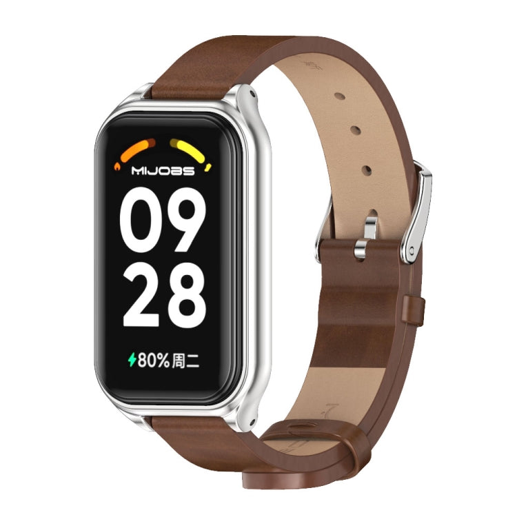 Mijobs Metal Shell Microfiber PU Leather Watch Band