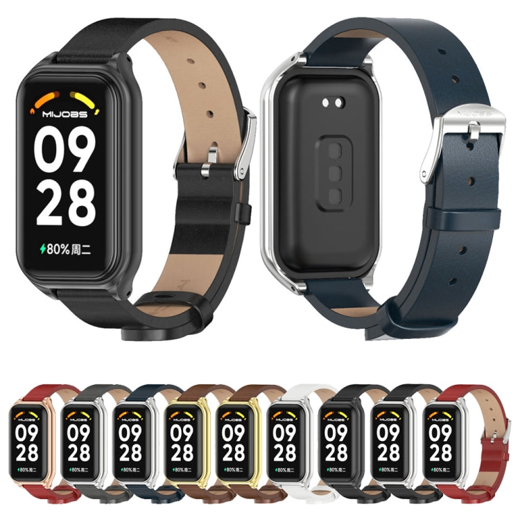 Mijobs Metal Shell Microfiber PU Leather Watch Band