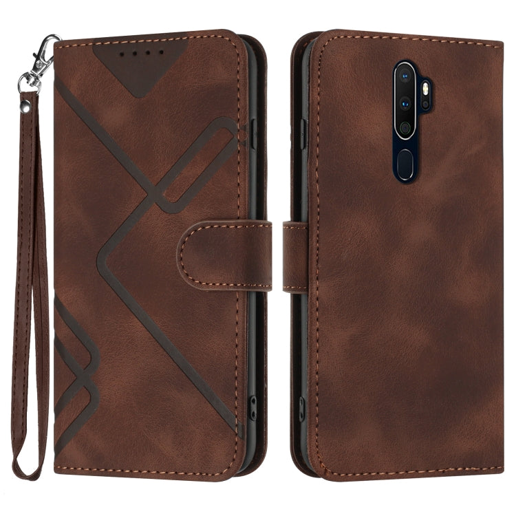 Line Pattern Skin Feel Leather Phone Case, For OPPO A74 5G/A93 5G/A54 5G, For OPPO Reno5 4G / 5G / Find X3 Lite, For OPPO A15 / A15s, For OPPO A53s / A32 / A53, For OPPO A52 / A72 / A92, For OPPO A9 2020/A5 2020