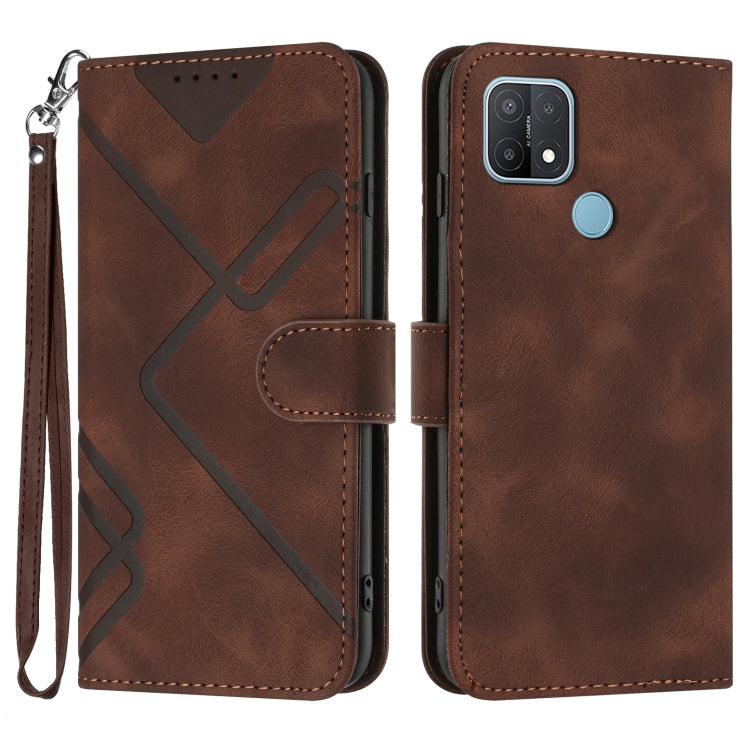 Line Pattern Skin Feel Leather Phone Case, For OPPO A74 5G/A93 5G/A54 5G, For OPPO Reno5 4G / 5G / Find X3 Lite, For OPPO A15 / A15s, For OPPO A53s / A32 / A53, For OPPO A52 / A72 / A92, For OPPO A9 2020/A5 2020