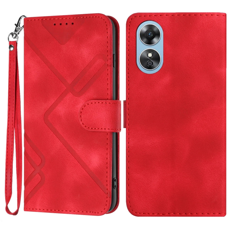 Line Pattern Skin Feel Leather Phone Case, For OPPO A1 Pro / Reno8 T 5G Global, For OPPO A77 4G Global, For OPPO A98 5G, For OPPO A17, For OPPO A57e 4G Global/A57s 4G Global, For OPPO A57s 4G/A77 5G/A57 5G, For OPPO A57 5G/A77 5G/A57 4G Global         ...