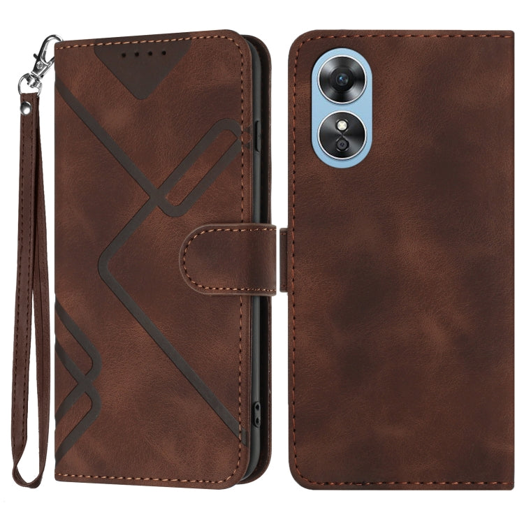 Line Pattern Skin Feel Leather Phone Case, For OPPO A1 Pro / Reno8 T 5G Global, For OPPO A77 4G Global, For OPPO A98 5G, For OPPO A17, For OPPO A57e 4G Global/A57s 4G Global, For OPPO A57s 4G/A77 5G/A57 5G, For OPPO A57 5G/A77 5G/A57 4G Global         ...