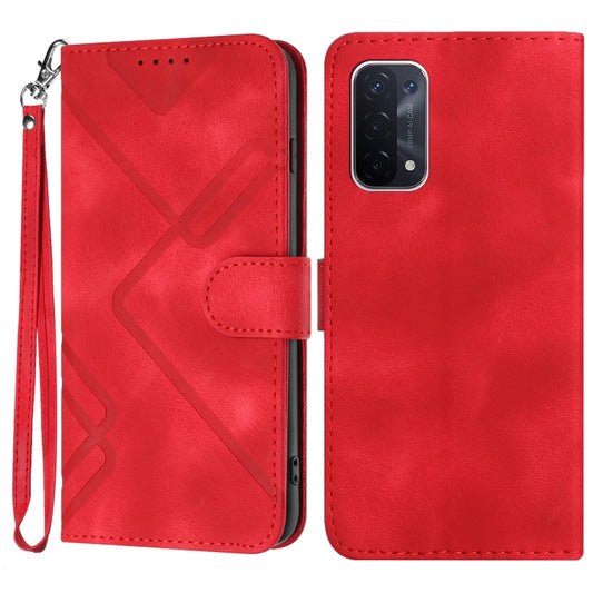 Line Pattern Skin Feel Leather Phone Case, For OPPO A74 5G/A93 5G/A54 5G, For OPPO Reno5 4G / 5G / Find X3 Lite, For OPPO A15 / A15s, For OPPO A53s / A32 / A53, For OPPO A52 / A72 / A92, For OPPO A9 2020/A5 2020