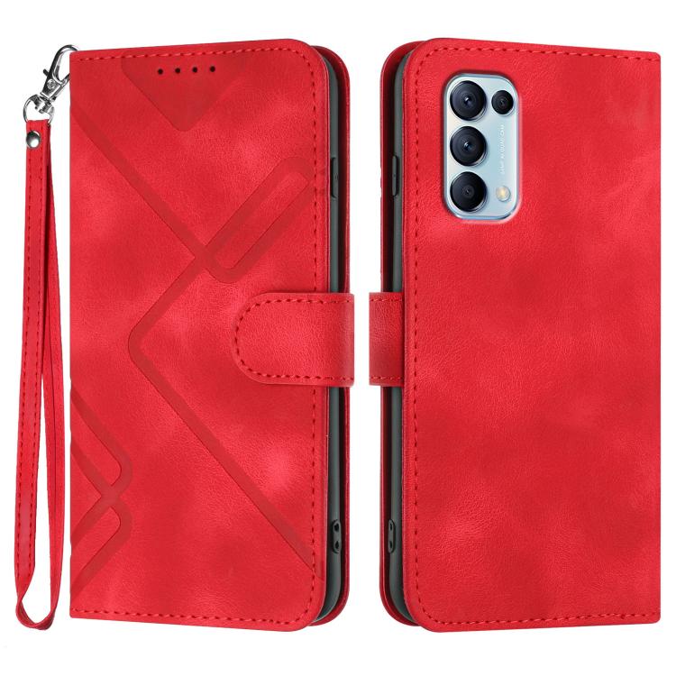 Line Pattern Skin Feel Leather Phone Case, For OPPO A74 5G/A93 5G/A54 5G, For OPPO Reno5 4G / 5G / Find X3 Lite, For OPPO A15 / A15s, For OPPO A53s / A32 / A53, For OPPO A52 / A72 / A92, For OPPO A9 2020/A5 2020