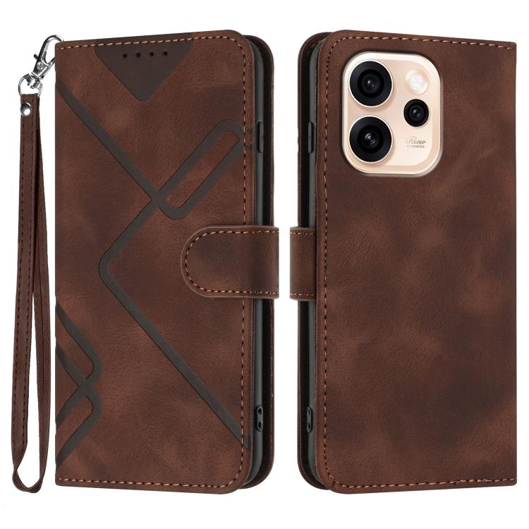 Line Pattern Skin Feel Leather Phone Case, For OPPO Reno15 Pro Max 5G Global, For OPPO Reno15 F 5G Global, For OPPO Reno15 Pro 5G Global, For OPPO Reno15 5G Global, For OPPO Find X9, For OPPO A6 Pro 4G / 5G Global / F31 5G, For OPPO F31 Pro+ 5G / A6 GT...