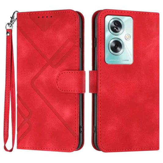 Line Pattern Skin Feel Leather Phone Case, For OPPO A79 5G