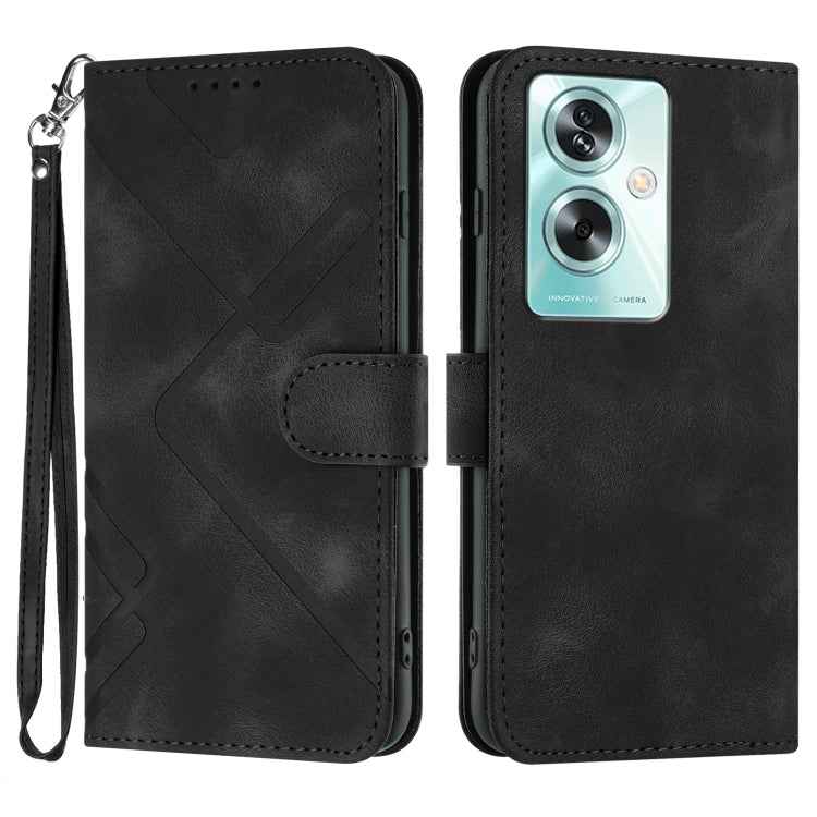 Line Pattern Skin Feel Leather Phone Case, For OPPO A79 5G