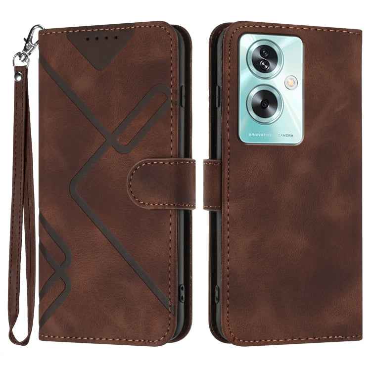 Line Pattern Skin Feel Leather Phone Case, For OPPO A79 5G