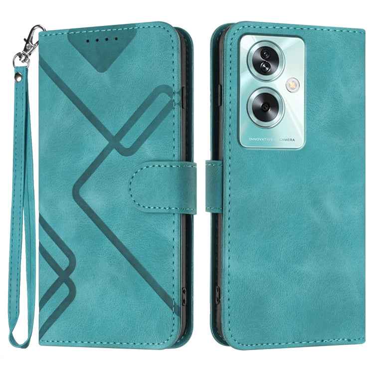 Line Pattern Skin Feel Leather Phone Case, For OPPO A79 5G