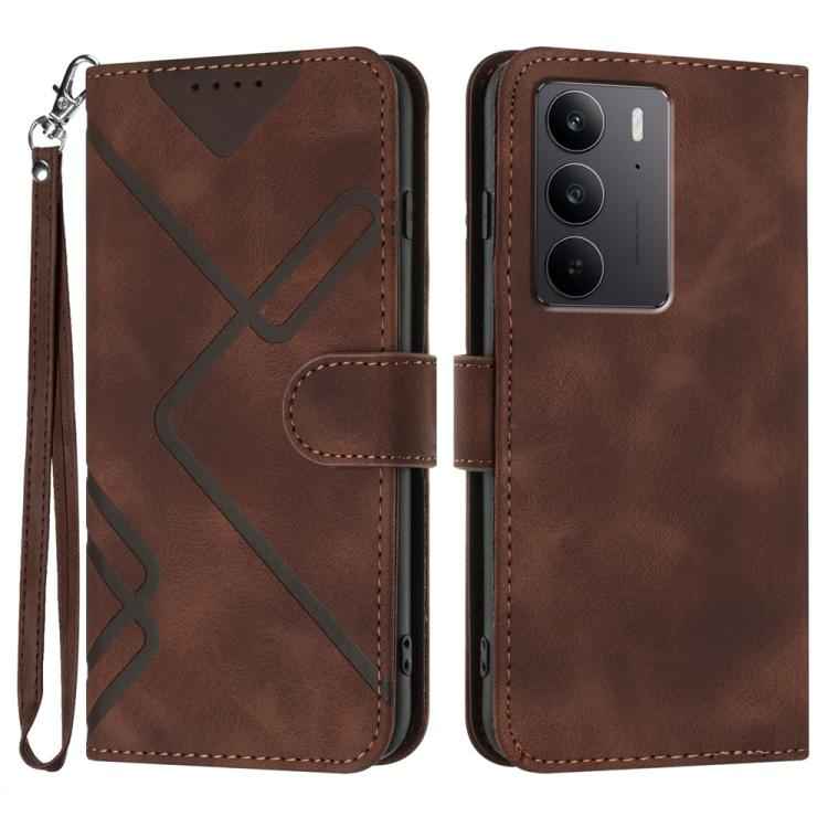 Line Pattern Skin Feel Leather Phone Case, For Realme P3 Ultra 5G, For Realme P3 Pro, For Realme 14 Pro+, For Realme 14 Pro, For Realme 14x Global, For Realme C75 Global, For Realme GT7 Pro, For Realme 13 Pro / 13 Pro+ Global