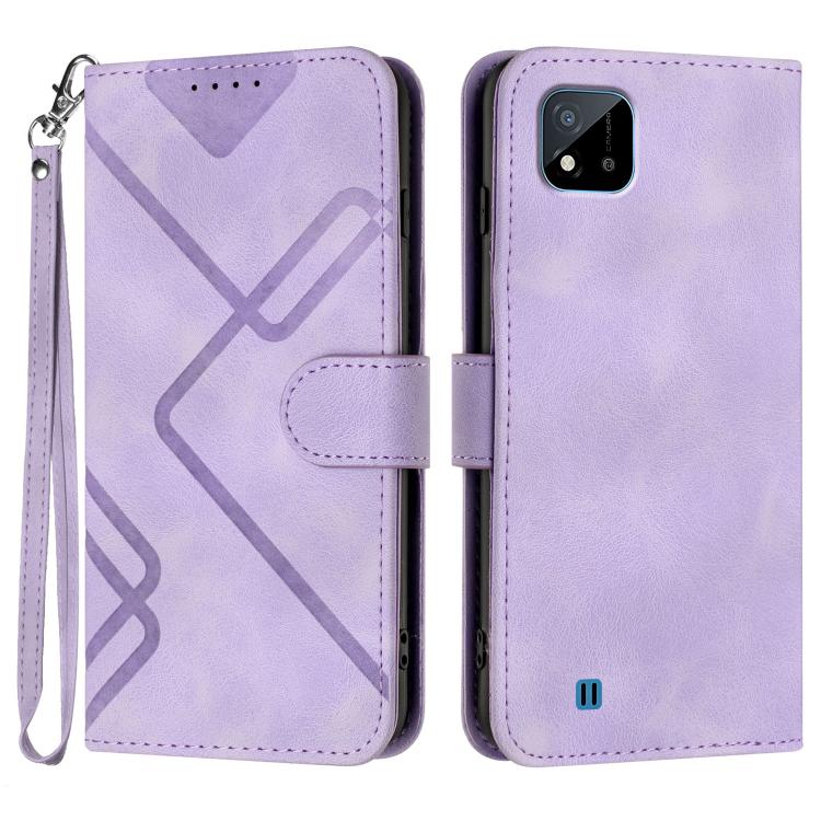 Line Pattern Skin Feel Leather Phone Case, For Realme 10 4G, For Realme V23, For Realme 9 Pro+, For Realme C20 / C11 2021 / C21, For Realme Narzo 30A/C25/C25s, For Realme 8 4G / 8 Pro, For Realme GT 5G / GT Neo, For Realme C15/C12/Narzo 20/7i Global