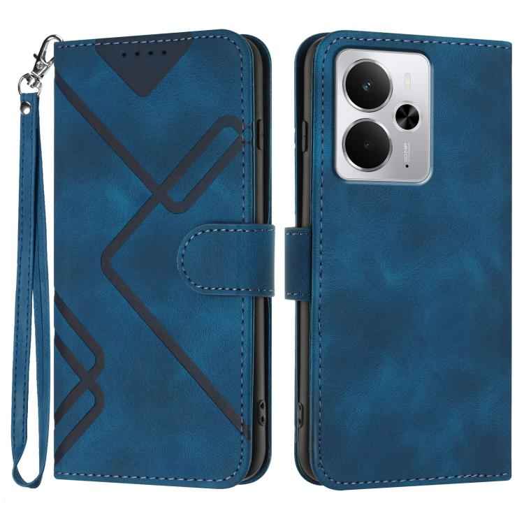 Line Pattern Skin Feel Leather Phone Case, For Realme 15x 5G India / Realme C85 5G, For Realme P4 Pro 5G, For Realme P4 5G, For Realme 15T 5G, For Realme C71 India, For Realme 15 5G / Realme 15 Pro 5G, For Realme GT 7 India, For Realme 14 / P3 5G Global