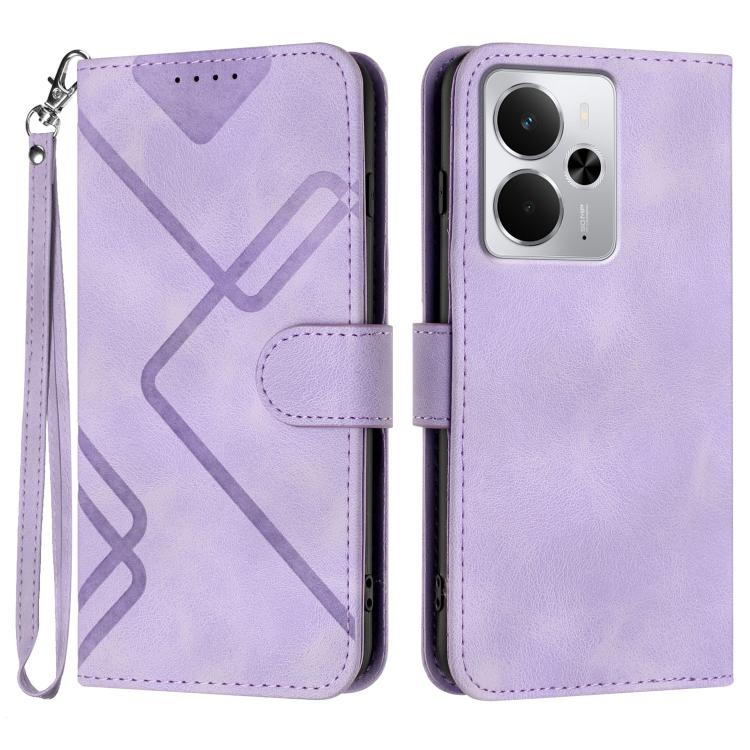 Line Pattern Skin Feel Leather Phone Case, For Realme GT 7 India, For Realme 14 / P3 5G Global, For Realme P3 Ultra 5G, For Realme P3 Pro, For Realme 14 Pro+, For Realme 14 Pro, For Realme 14x Global, For Realme C75 Global