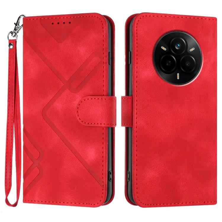 Line Pattern Skin Feel Leather Phone Case, For Realme P3 Ultra 5G, For Realme P3 Pro, For Realme 14 Pro+, For Realme 14 Pro, For Realme 14x Global, For Realme C75 Global, For Realme GT7 Pro, For Realme 13 Pro / 13 Pro+ Global