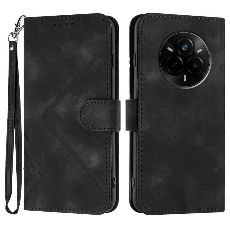 Line Pattern Skin Feel Leather Phone Case, For Realme P3 Ultra 5G, For Realme P3 Pro, For Realme 14 Pro+, For Realme 14 Pro, For Realme 14x Global, For Realme C75 Global, For Realme GT7 Pro, For Realme 13 Pro / 13 Pro+ Global