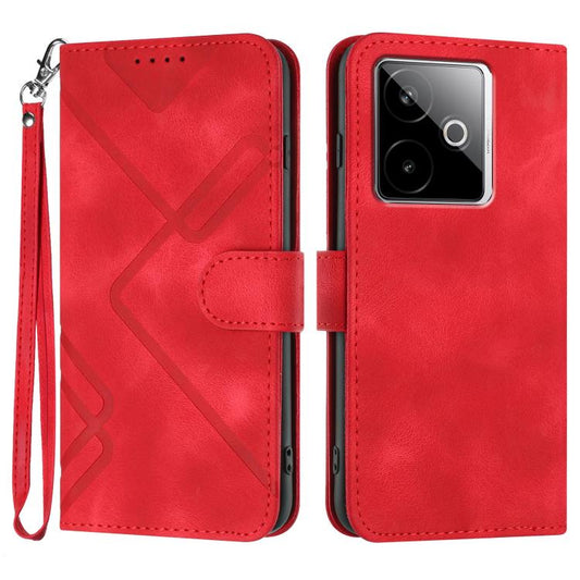 Line Pattern Skin Feel Leather Phone Case, For Realme GT 7 India, For Realme 14 / P3 5G Global, For Realme P3 Ultra 5G, For Realme P3 Pro, For Realme 14 Pro+, For Realme 14 Pro, For Realme 14x Global, For Realme C75 Global