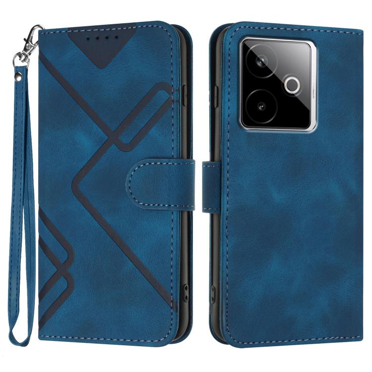 Line Pattern Skin Feel Leather Phone Case, For Realme GT 7 India, For Realme 14 / P3 5G Global, For Realme P3 Ultra 5G, For Realme P3 Pro, For Realme 14 Pro+, For Realme 14 Pro, For Realme 14x Global, For Realme C75 Global