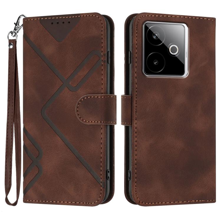 Line Pattern Skin Feel Leather Phone Case, For Realme GT 7 India, For Realme 14 / P3 5G Global, For Realme P3 Ultra 5G, For Realme P3 Pro, For Realme 14 Pro+, For Realme 14 Pro, For Realme 14x Global, For Realme C75 Global