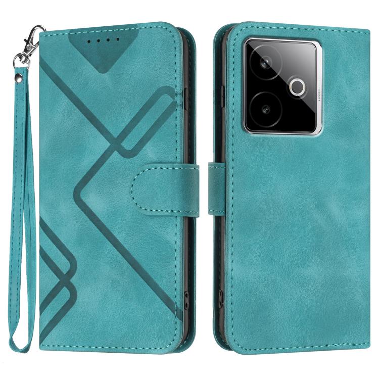 Line Pattern Skin Feel Leather Phone Case, For Realme GT 7 India, For Realme 14 / P3 5G Global, For Realme P3 Ultra 5G, For Realme P3 Pro, For Realme 14 Pro+, For Realme 14 Pro, For Realme 14x Global, For Realme C75 Global
