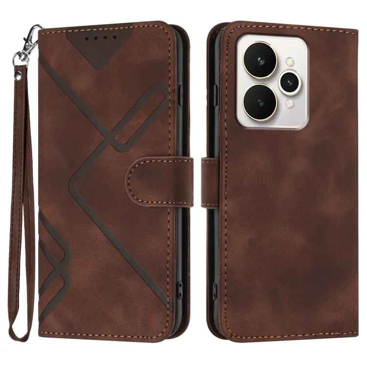 Line Pattern Skin Feel Leather Phone Case, For Realme 15x 5G India / Realme C85 5G, For Realme P4 Pro 5G, For Realme P4 5G, For Realme 15T 5G, For Realme C71 India, For Realme 15 5G / Realme 15 Pro 5G, For Realme GT 7 India, For Realme 14 / P3 5G Global