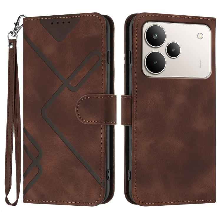 Line Pattern Skin Feel Leather Phone Case, For Realme 15x 5G India / Realme C85 5G, For Realme P4 Pro 5G, For Realme P4 5G, For Realme 15T 5G, For Realme C71 India, For Realme 15 5G / Realme 15 Pro 5G, For Realme GT 7 India, For Realme 14 / P3 5G Global