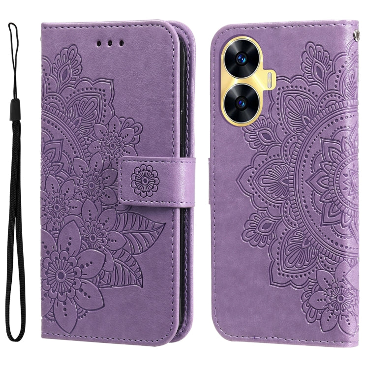 Seven-petal Flowers Embossing Leather Phone Case, For Realme C65 4G, For Realme GT Neo 5 5G / GT3, For Realme C55