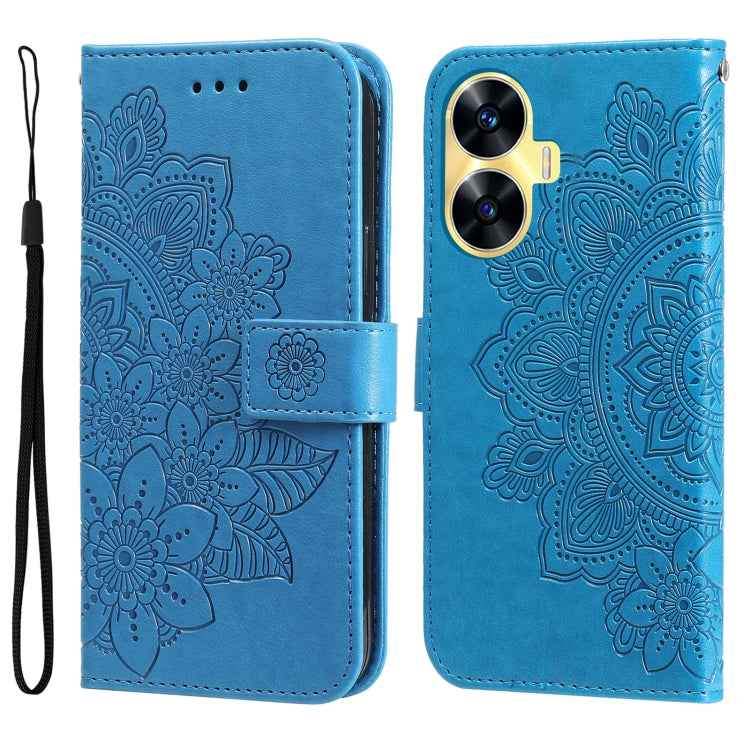 Seven-petal Flowers Embossing Leather Phone Case, For Realme C55