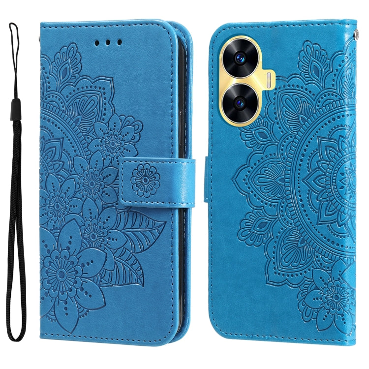 Seven-petal Flowers Embossing Leather Phone Case, For Realme C65 4G, For Realme GT Neo 5 5G / GT3, For Realme C55