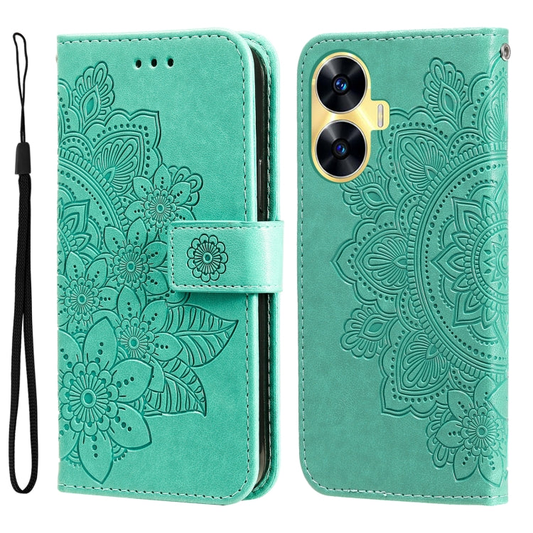 Seven-petal Flowers Embossing Leather Phone Case, For Realme C65 4G, For Realme GT Neo 5 5G / GT3, For Realme C55