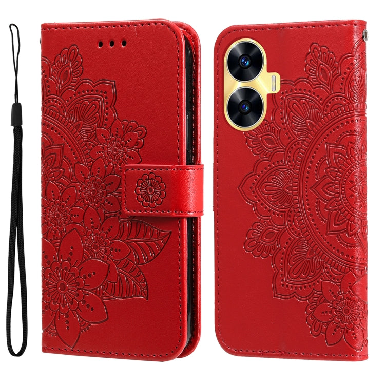 Seven-petal Flowers Embossing Leather Phone Case, For Realme C65 4G, For Realme GT Neo 5 5G / GT3, For Realme C55