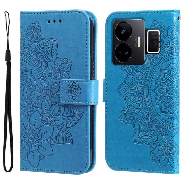 Seven-petal Flowers Embossing Leather Phone Case, For Realme C65 4G, For Realme GT Neo 5 5G / GT3, For Realme C55