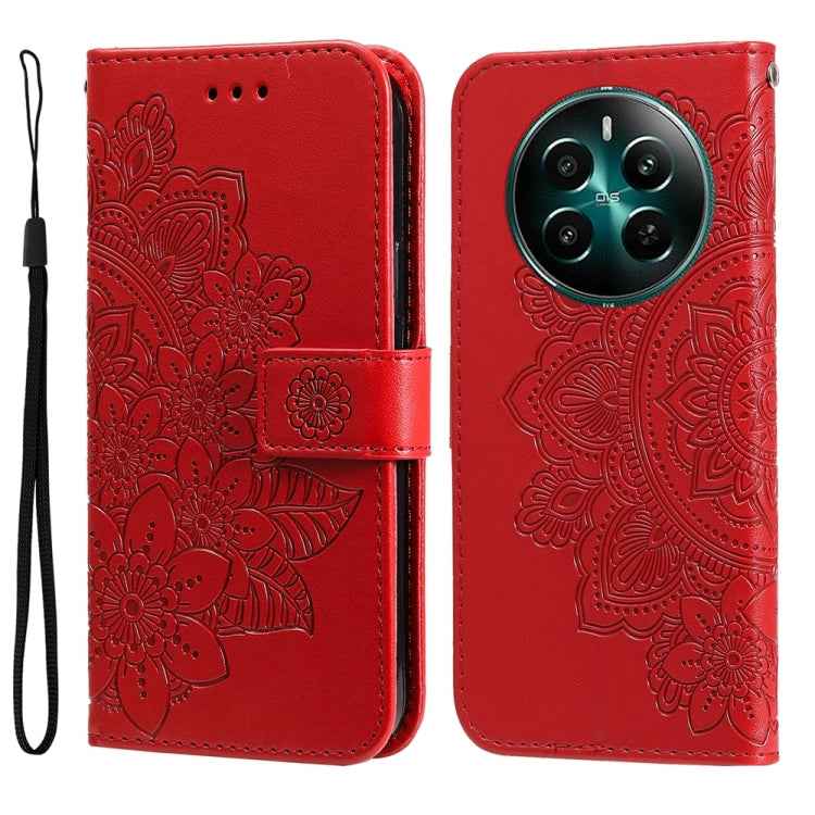 Seven-petal Flowers Embossing Leather Phone Case, For Realme 14 Pro+ Global, For Realme 14 Pro Global, For Realme GT 7 Pro, For Realme 13+, For Realme 13 Pro / 13 Pro+ / P1 Pro Global, For Realme GT 6 / GT Neo6 SE, For Realme C63 / C61  / Note 60      ...