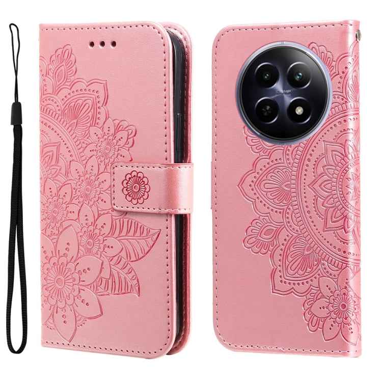 Seven-petal Flowers Embossing Leather Phone Case, For Realme 14 Pro+ Global, For Realme 14 Pro Global, For Realme GT 7 Pro, For Realme 13+, For Realme 13 Pro / 13 Pro+ / P1 Pro Global, For Realme GT 6 / GT Neo6 SE, For Realme C63 / C61  / Note 60      ...