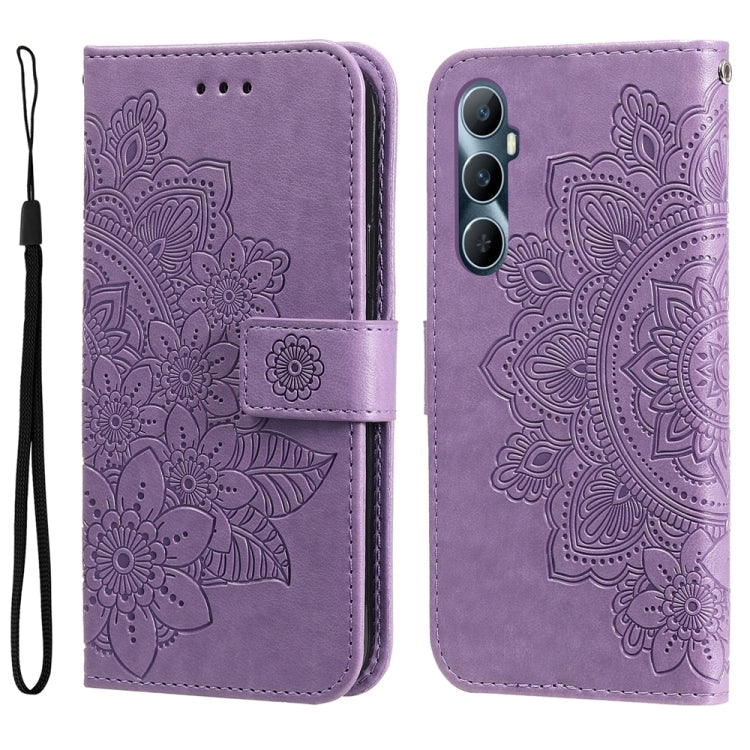 Seven-petal Flowers Embossing Leather Phone Case, For Realme C65 4G, For Realme GT Neo 5 5G / GT3, For Realme C55