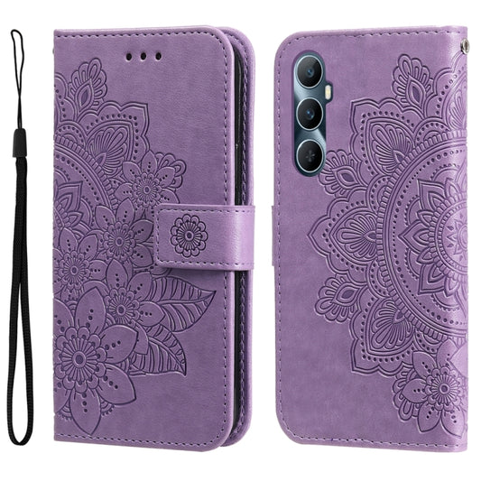 Seven-petal Flowers Embossing Leather Phone Case, For Realme C65 4G, For Realme GT Neo 5 5G / GT3, For Realme C55