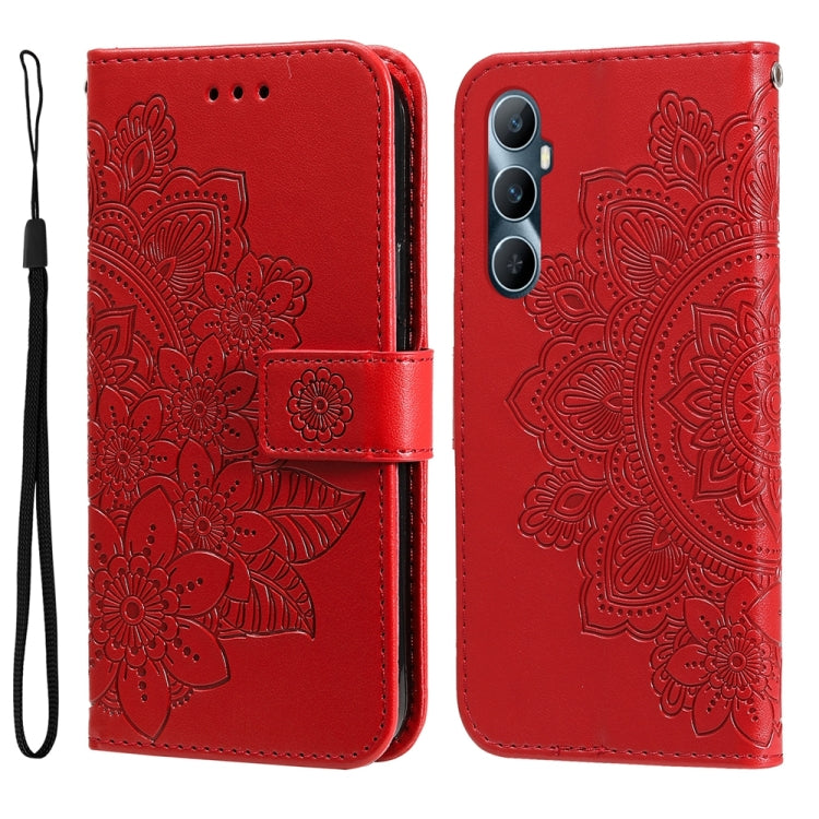 Seven-petal Flowers Embossing Leather Phone Case, For Realme C65 4G, For Realme GT Neo 5 5G / GT3, For Realme C55
