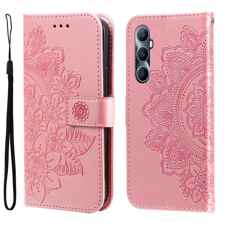 Seven-petal Flowers Embossing Leather Phone Case, For Realme C65 4G, For Realme GT Neo 5 5G / GT3, For Realme C55