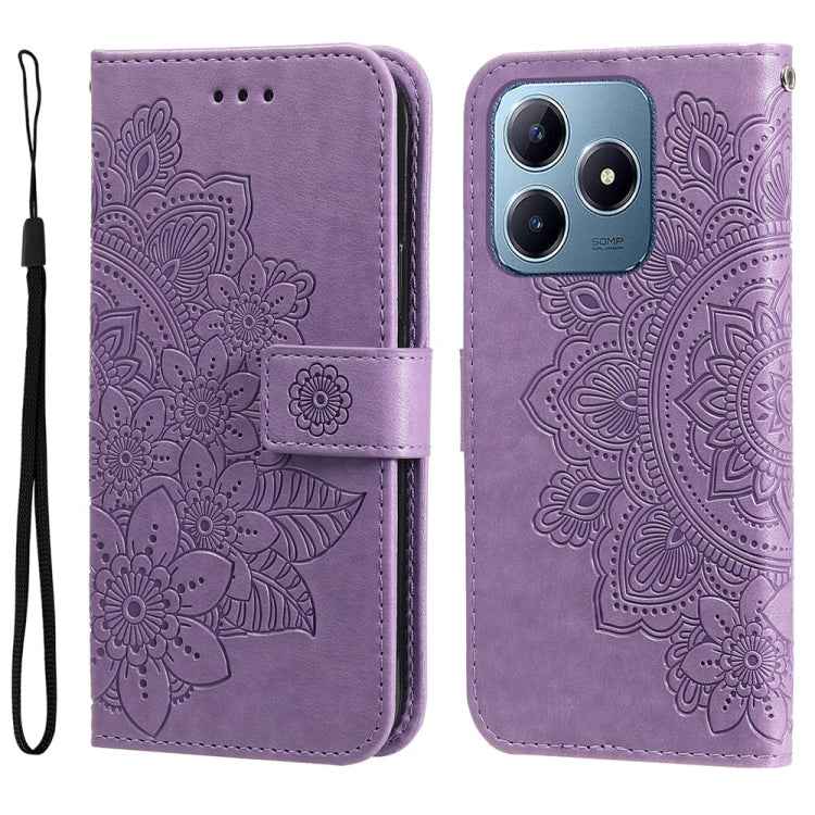 Seven-petal Flowers Embossing Leather Phone Case, For Realme 14 Pro+ Global, For Realme 14 Pro Global, For Realme GT 7 Pro, For Realme 13+, For Realme 13 Pro / 13 Pro+ / P1 Pro Global, For Realme GT 6 / GT Neo6 SE, For Realme C63 / C61  / Note 60      ...