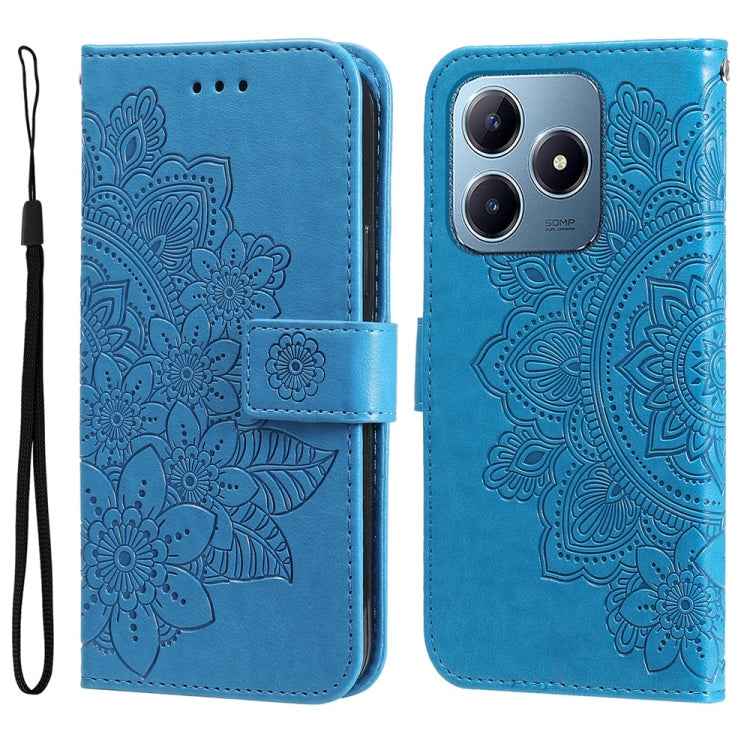 Seven-petal Flowers Embossing Leather Phone Case, For Realme 14 Pro+ Global, For Realme 14 Pro Global, For Realme GT 7 Pro, For Realme 13+, For Realme 13 Pro / 13 Pro+ / P1 Pro Global, For Realme GT 6 / GT Neo6 SE, For Realme C63 / C61  / Note 60      ...