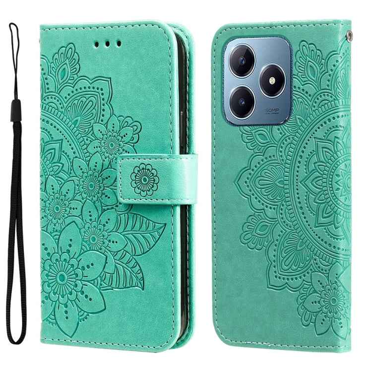 Seven-petal Flowers Embossing Leather Phone Case, For Realme 14 Pro+ Global, For Realme 14 Pro Global, For Realme GT 7 Pro, For Realme 13+, For Realme 13 Pro / 13 Pro+ / P1 Pro Global, For Realme GT 6 / GT Neo6 SE, For Realme C63 / C61  / Note 60      ...