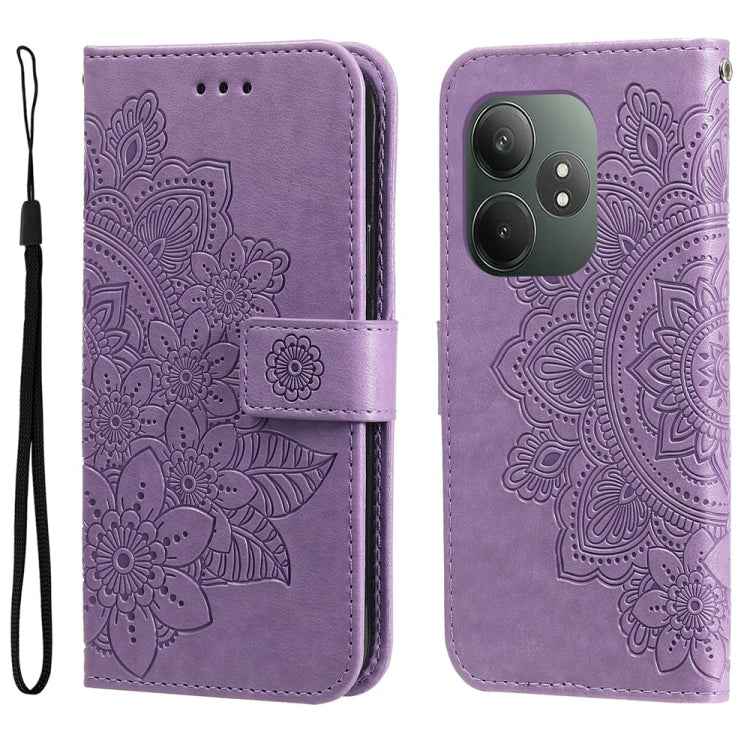 Seven-petal Flowers Embossing Leather Phone Case, For Realme 14 Pro+ Global, For Realme 14 Pro Global, For Realme GT 7 Pro, For Realme 13+, For Realme 13 Pro / 13 Pro+ / P1 Pro Global, For Realme GT 6 / GT Neo6 SE, For Realme C63 / C61  / Note 60      ...