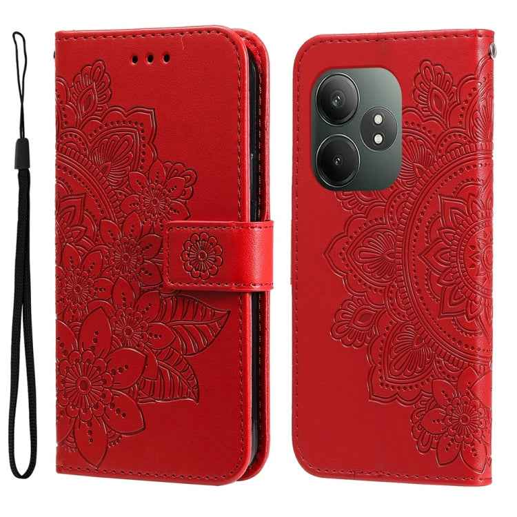 Seven-petal Flowers Embossing Leather Phone Case, For Realme 14 Pro+ Global, For Realme 14 Pro Global, For Realme GT 7 Pro, For Realme 13+, For Realme 13 Pro / 13 Pro+ / P1 Pro Global, For Realme GT 6 / GT Neo6 SE, For Realme C63 / C61  / Note 60      ...