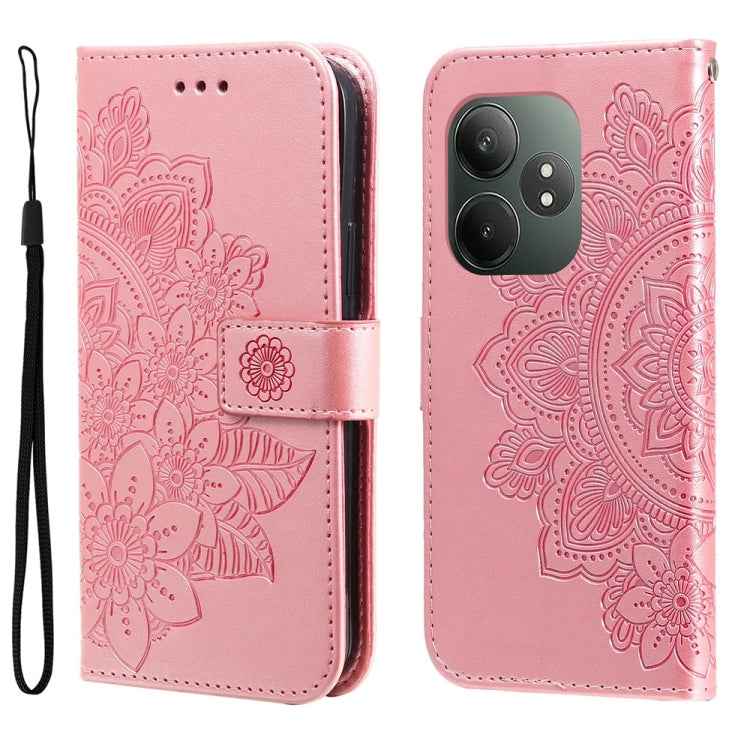 Seven-petal Flowers Embossing Leather Phone Case, For Realme 14 Pro+ Global, For Realme 14 Pro Global, For Realme GT 7 Pro, For Realme 13+, For Realme 13 Pro / 13 Pro+ / P1 Pro Global, For Realme GT 6 / GT Neo6 SE, For Realme C63 / C61  / Note 60      ...