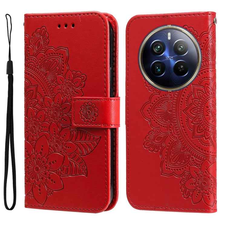 Seven-petal Flowers Embossing Leather Phone Case, For Realme 14 Pro+ Global, For Realme 14 Pro Global, For Realme GT 7 Pro, For Realme 13+, For Realme 13 Pro / 13 Pro+ / P1 Pro Global, For Realme GT 6 / GT Neo6 SE, For Realme C63 / C61  / Note 60      ...