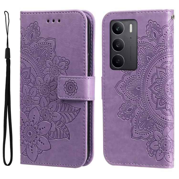 Seven-petal Flowers Embossing Leather Phone Case, For Realme 16 Pro+ 5G, For Realme 16 Pro 5G, For Realme 15x 5G India / Realme C85 5G, For Realme C85 Pro 4G, For Realme 15T 5G, For Realme Narzo 80 Lite 4G / C71 India, For Realme 15 5G / Realme 15 Pro ...