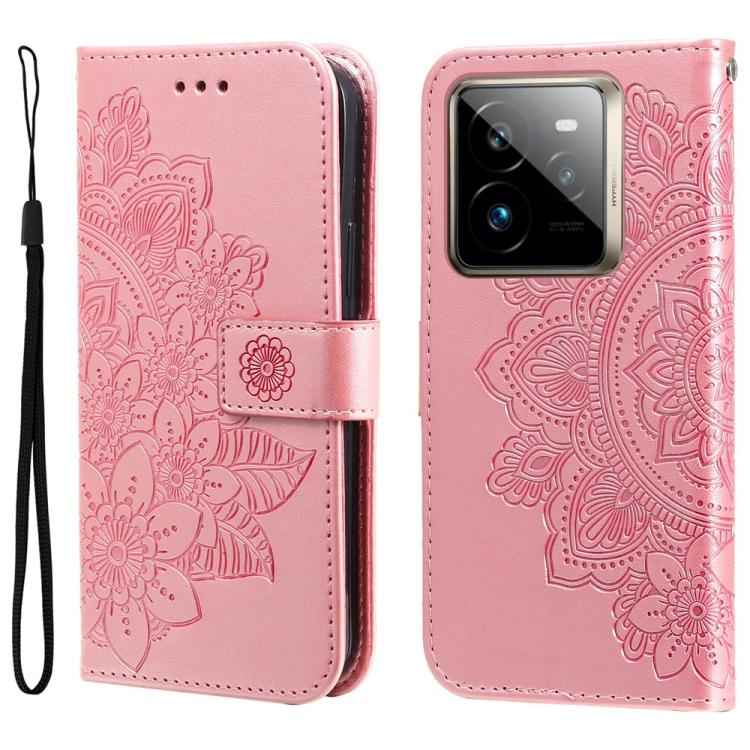 Seven-petal Flowers Embossing Leather Phone Case, For Realme 14 Pro+ Global, For Realme 14 Pro Global, For Realme GT 7 Pro, For Realme 13+, For Realme 13 Pro / 13 Pro+ / P1 Pro Global, For Realme GT 6 / GT Neo6 SE, For Realme C63 / C61  / Note 60      ...