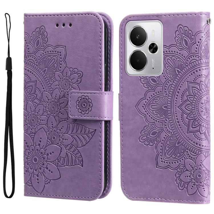 Seven-petal Flowers Embossing Leather Phone Case, For Realme 16 Pro+ 5G, For Realme 16 Pro 5G, For Realme 15x 5G India / Realme C85 5G, For Realme C85 Pro 4G, For Realme 15T 5G, For Realme Narzo 80 Lite 4G / C71 India, For Realme 15 5G / Realme 15 Pro ...