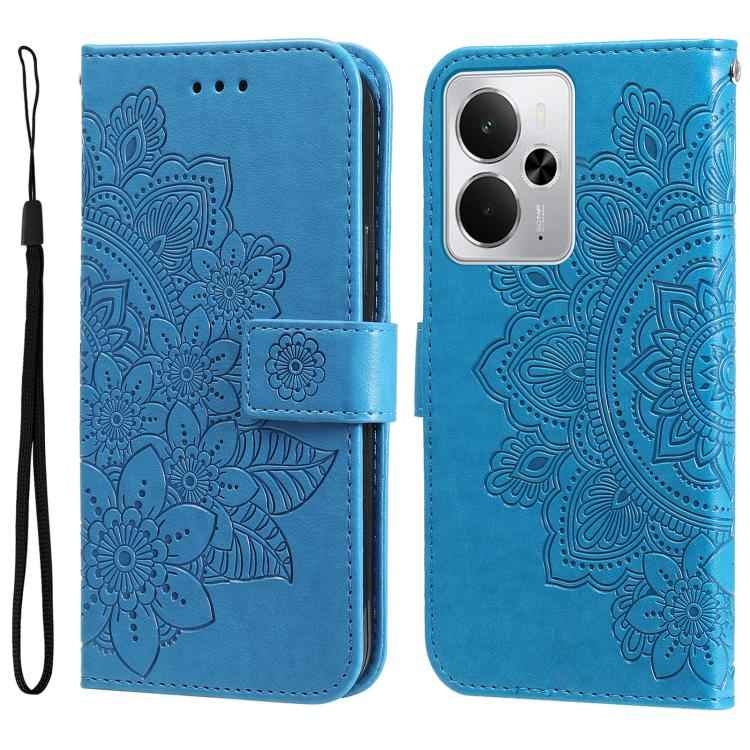 Seven-petal Flowers Embossing Leather Phone Case, For Realme 16 Pro+ 5G, For Realme 16 Pro 5G, For Realme 15x 5G India / Realme C85 5G, For Realme C85 Pro 4G, For Realme 15T 5G, For Realme Narzo 80 Lite 4G / C71 India, For Realme 15 5G / Realme 15 Pro ...