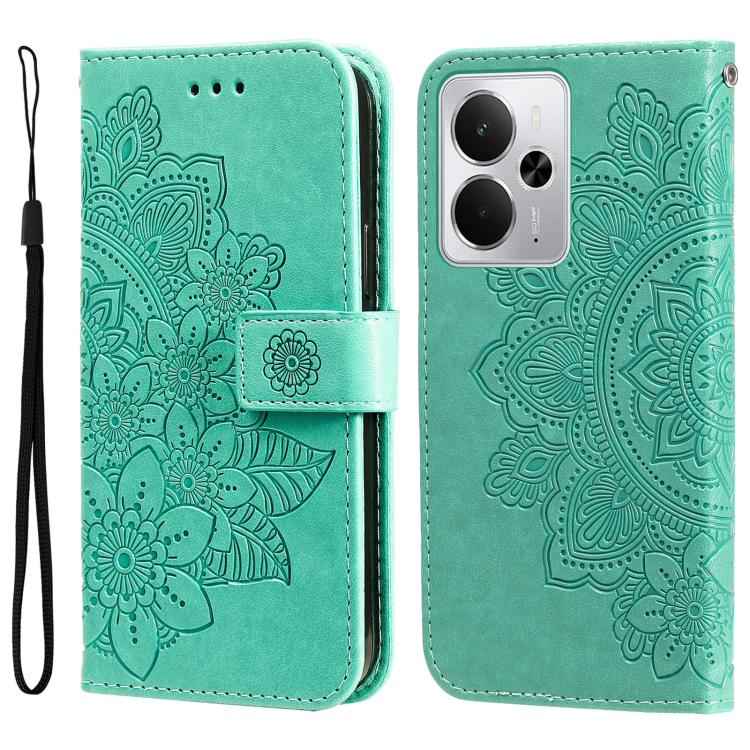 Seven-petal Flowers Embossing Leather Phone Case, For Realme 16 Pro+ 5G, For Realme 16 Pro 5G, For Realme 15x 5G India / Realme C85 5G, For Realme C85 Pro 4G, For Realme 15T 5G, For Realme Narzo 80 Lite 4G / C71 India, For Realme 15 5G / Realme 15 Pro ...