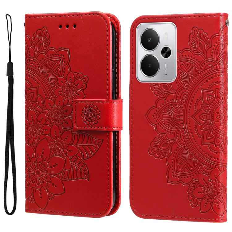Seven-petal Flowers Embossing Leather Phone Case, For Realme 16 Pro+ 5G, For Realme 16 Pro 5G, For Realme 15x 5G India / Realme C85 5G, For Realme C85 Pro 4G, For Realme 15T 5G, For Realme Narzo 80 Lite 4G / C71 India, For Realme 15 5G / Realme 15 Pro ...